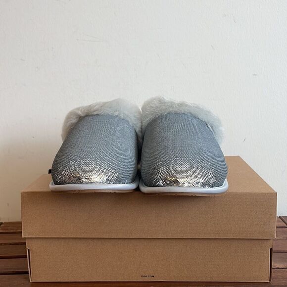 UGG Scuffette II Mirror Ball Slippers Silver Women Size 5 - Picture 6 of 15